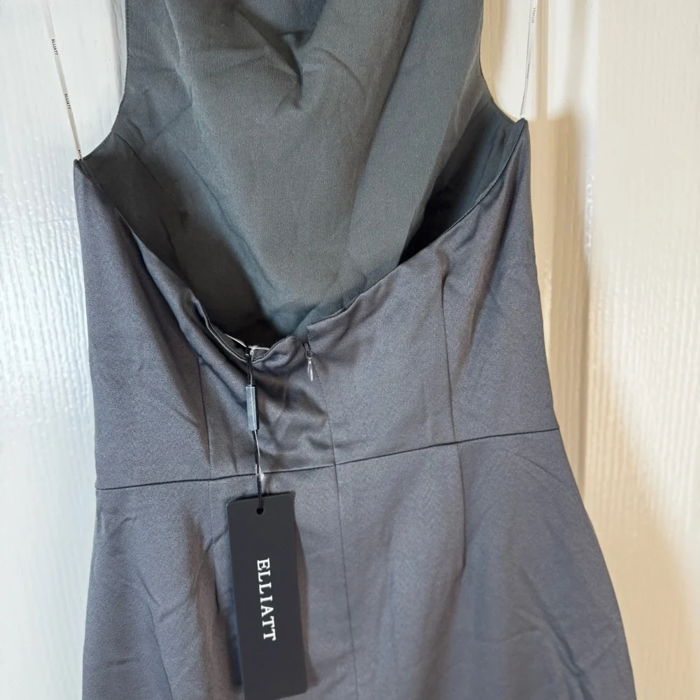 Elliatt x REVOLVE Camo Satin Dress in Charcoal NWT